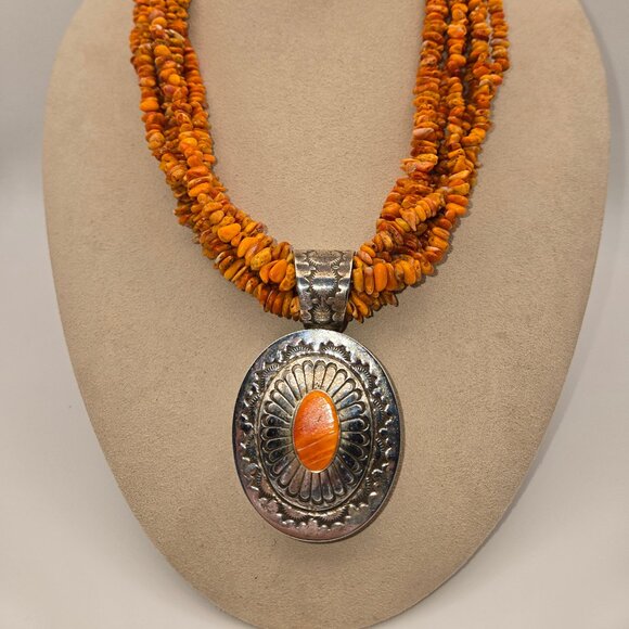 Tony Aguilar Jr Orange Spiny Oyster Necklace - Picture 3 of 6